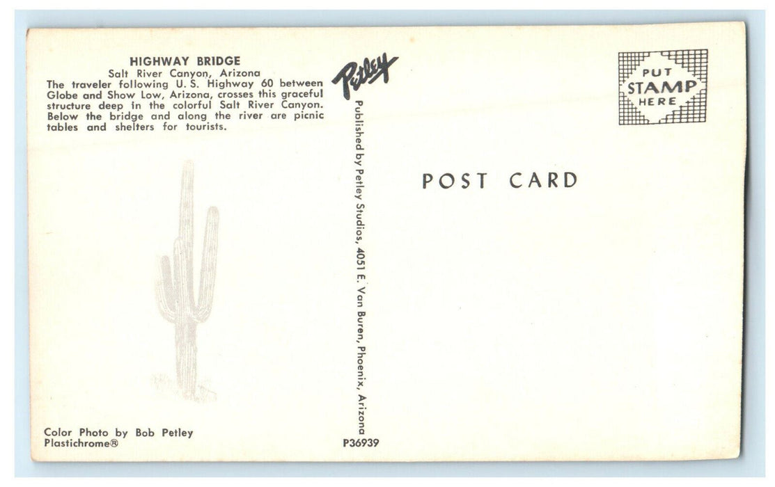 c1960s Mountain View and Highway Bridge Salt River Canyon Arizona AZ Postcard
