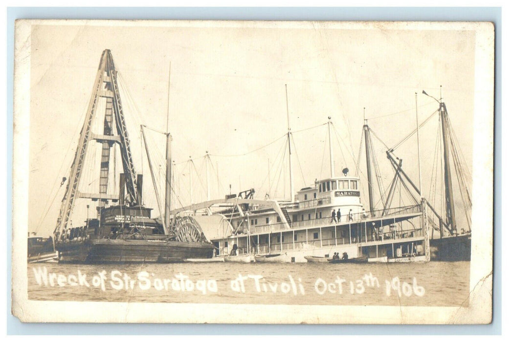 1906 Wreck Of St. Saratoga Ship At Tivoli New York NY RPPC Photo Postcard