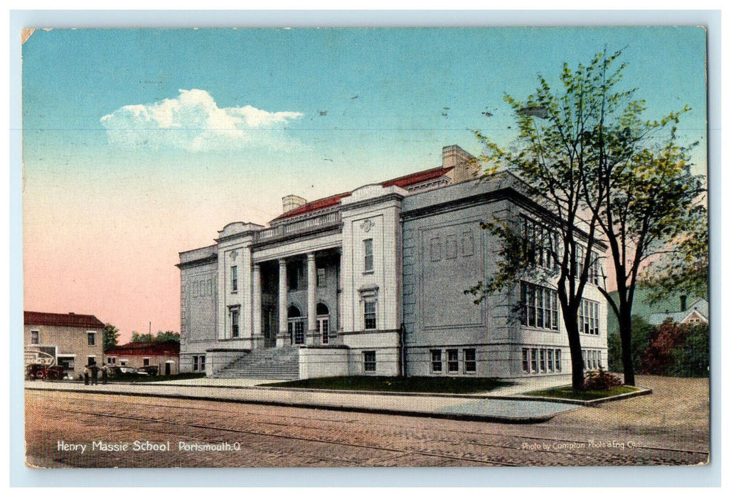 1939 Henry Massie School, Portsmouth Ohio OH Antique Posted Postcard