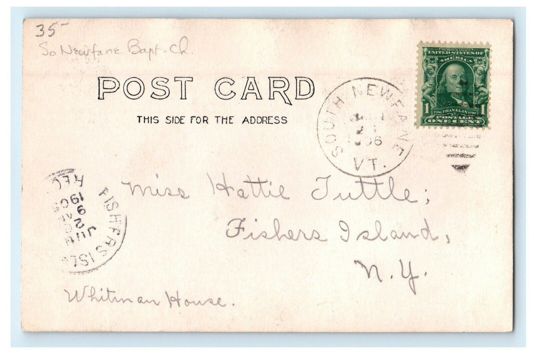 1906  South Newfane Baptist Church Vermont VT RPPC Photo Antique Postcard