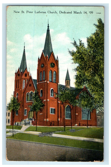 1909 Loganville WI New St. Peter Lutheran Church Posted Antique Postcard