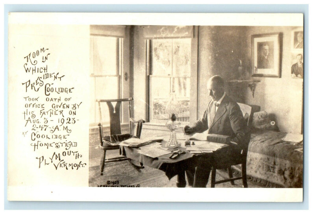 c1920's Pres. Coolidge Room Homestead Plymouth Vermont VT RPPC Photo Postcard