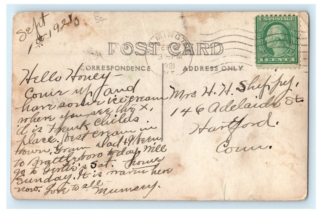 1921 View Of Main Street Wilmington Vermont VT RPPC Photo Vintage Postcard