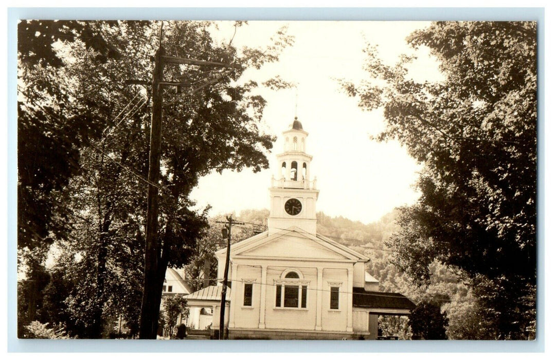 c1940's Congregational Church Woodstock Vermont VT RPPC Photo Vintage Postcard