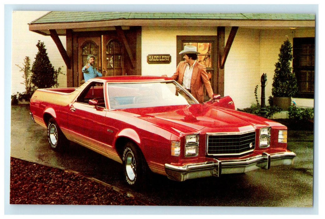 1979 Red Ranchero GT, Two Friends Greetings, Saddlery on the Back Postcard