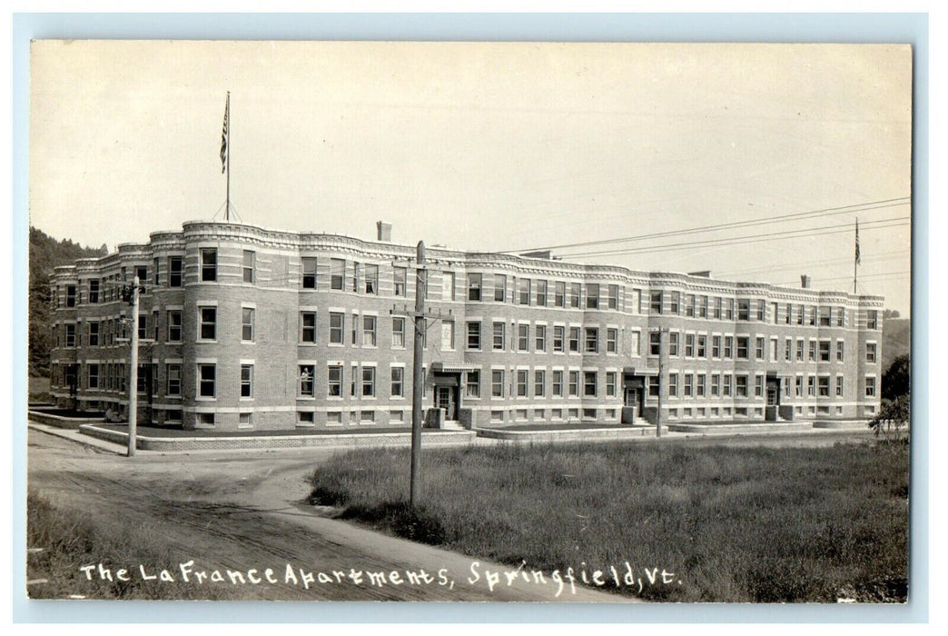 c1910's The La France Apartments Springfield Vermont VT RPPC Photo Postcard