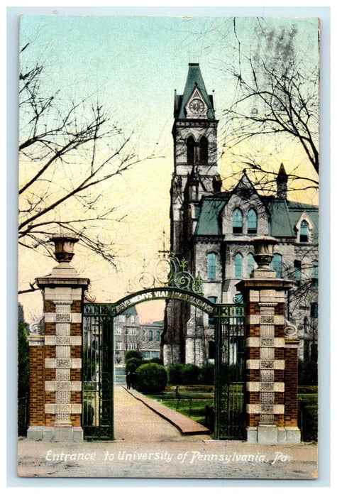 1909 Entrance to University of Pennsylvania PA Posted Antique Postcard