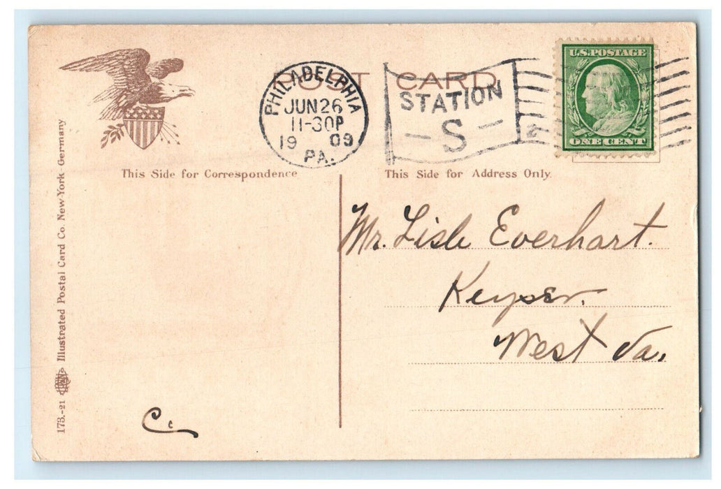 1909 Entrance to University of Pennsylvania PA Posted Antique Postcard