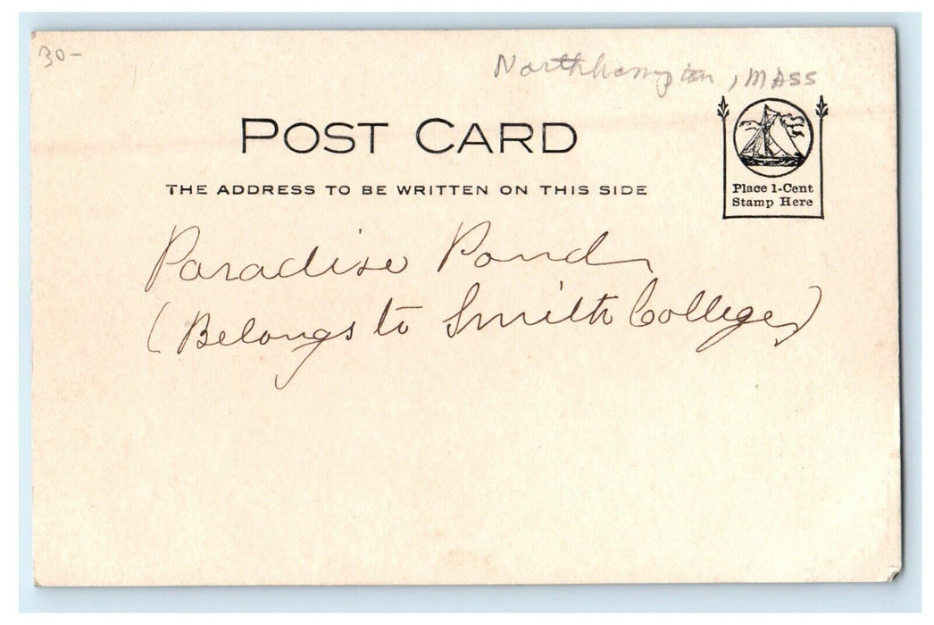 c1905 Northampton Massachusetts MA, Boy Canoeing RPPC Photo Antique Postcard