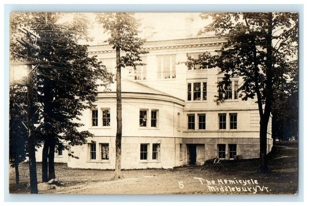 c1910's The Hemicycle College Middlebury Vermont VT RPPC Photo Antique Postcard