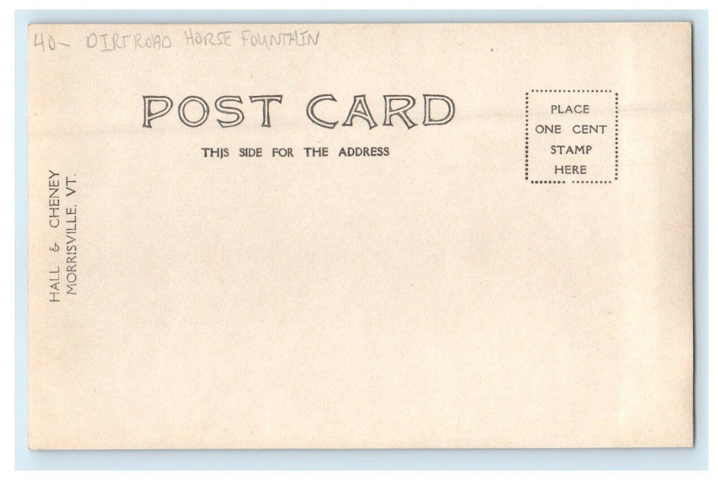 c1905 Dirt Road Horse Fountain Morrisville Vermont VT RPPC Photo Postcard