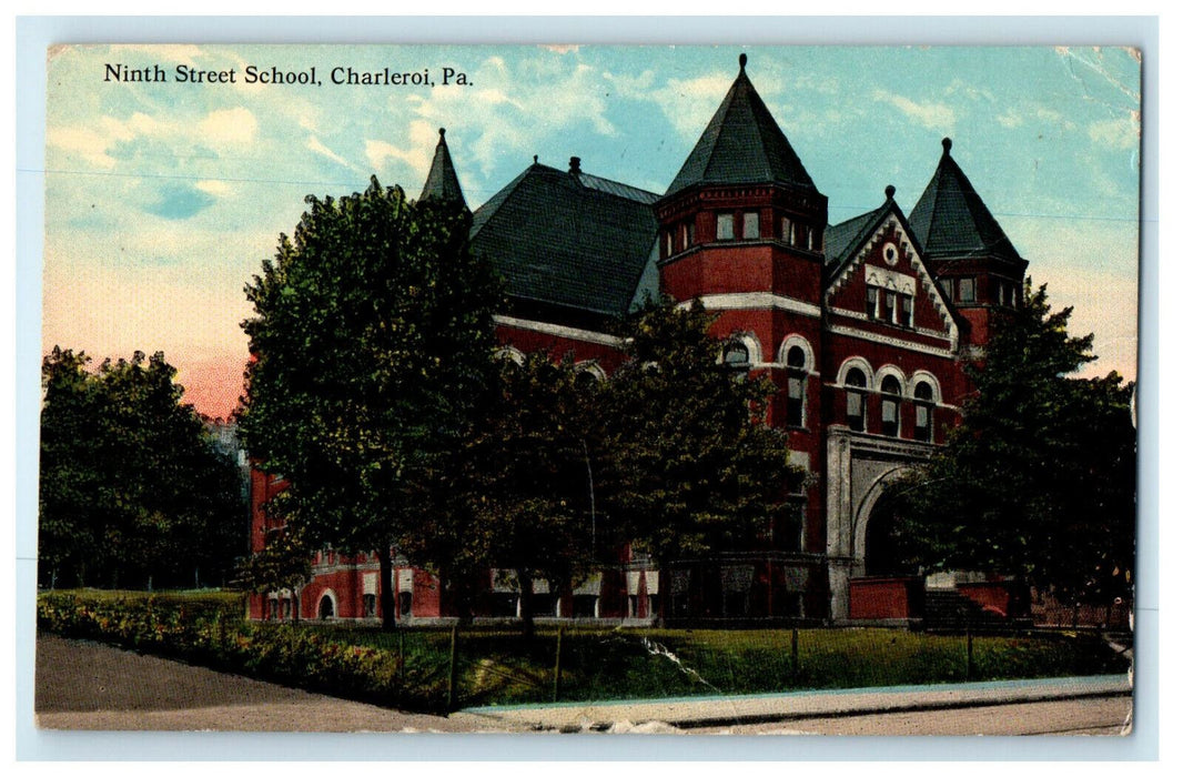 1919 Ninth Street School, Charleroi Pennsylvania PA Posted Postcard