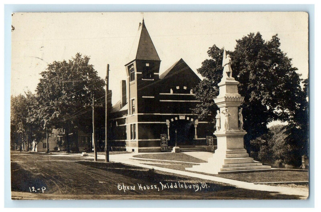 1910 Opera House Movie Poster Middlebury Vermont VT RPPC Photo Antique Postcard