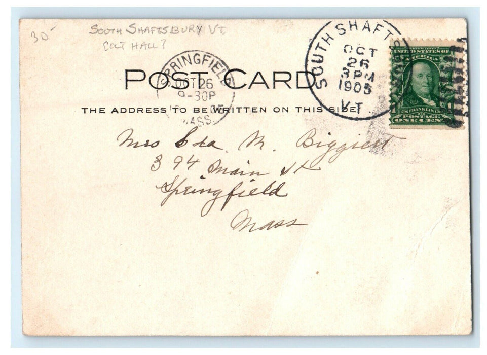 1950 Cole Hall South Shaftsbury Vermont VT RPPC Photo Vintage Postcard