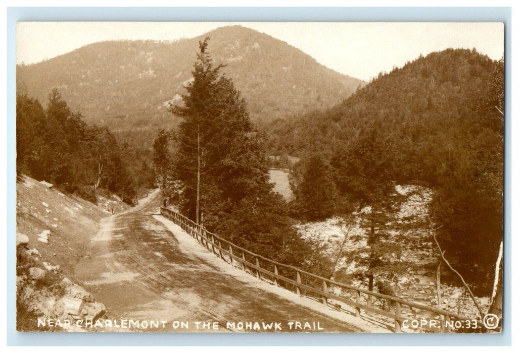 c1910's Near Charlemont On The Road Mohawk Trail MA RPPC Photo Antique Postcard