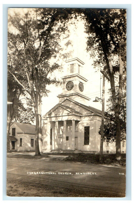 c1910's Congregational Church Newbury Vermont VT RPPC Photo Antique Postcard