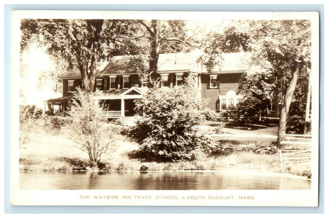 The Wayside Inn Trade School Longfellow's South Sudbury MA RPPC Photo Postcard