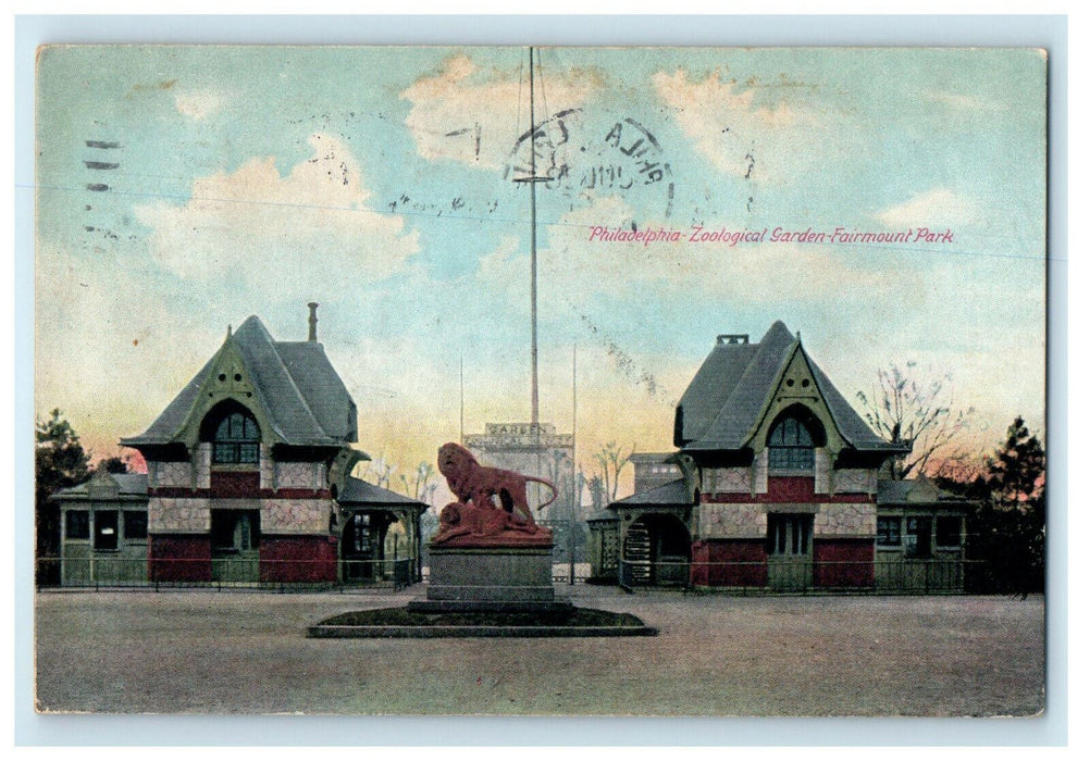 1909 Philadelphia Zoological Fairmount Park Pennsylvania PA Cancel Postcard