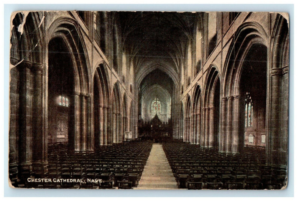 1910 Chester Cathedral, UK England Nave Wrench Series Postcard