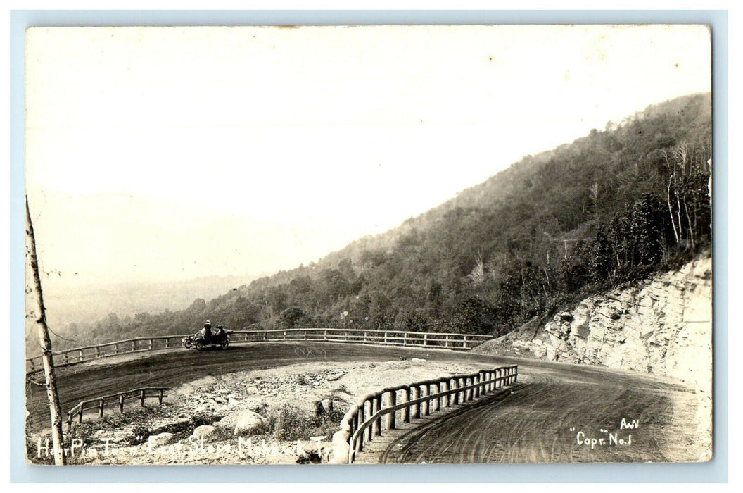 c1910 Hair Pin Turn East Slope Mohawk Trail Massachusetts MA RPPC Photo Postcard