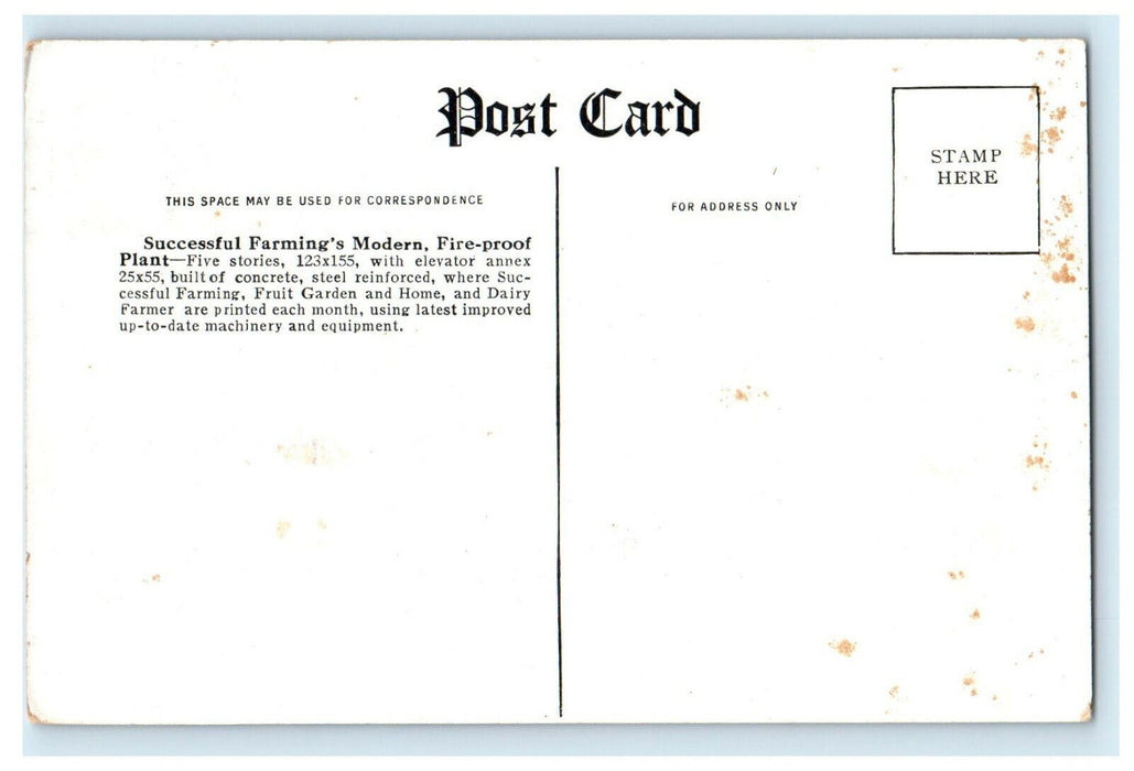 c1910 ET Meredith, Pub, Successful Farming Pub Co. Des Moines Iowa IA  Postcard