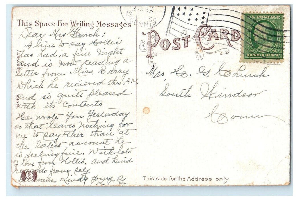 1909 View in Elm Park, Worcester Massachusetts MA Posted Antique Postcard
