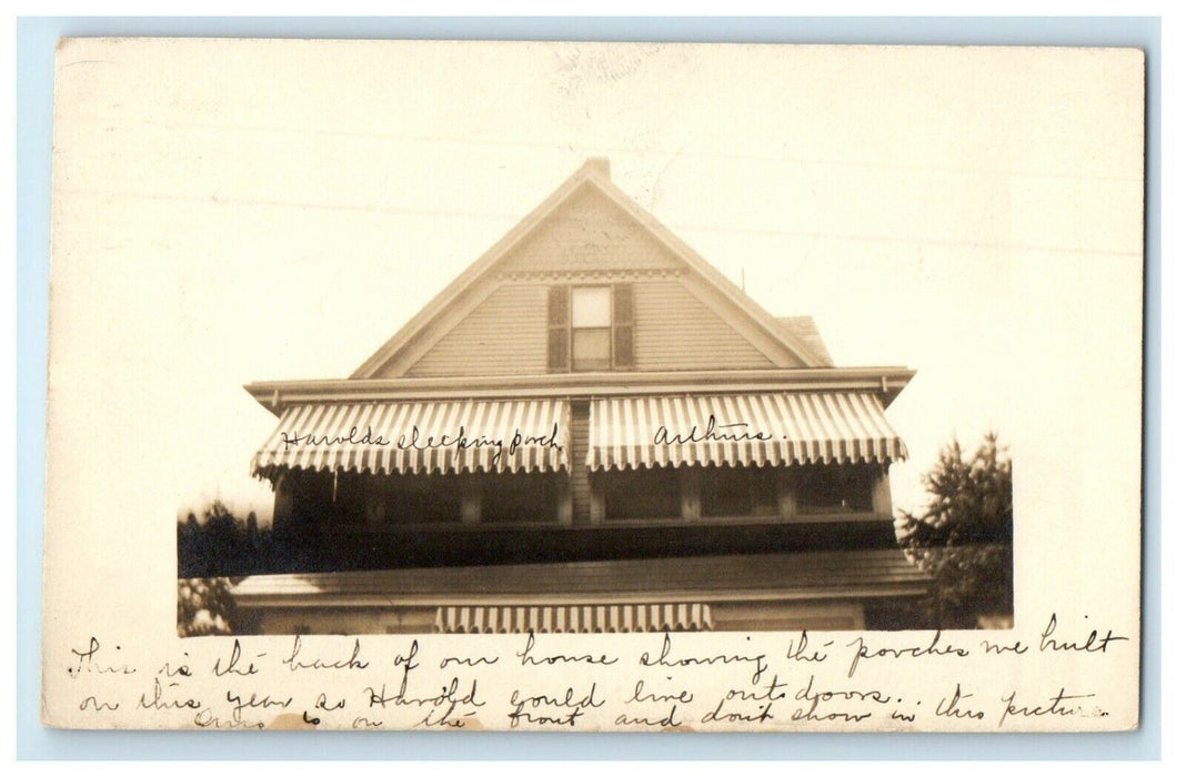 1911 Harolds New Sleeping Porch Springfield Massachusetts MA RPPC Photo Postcard