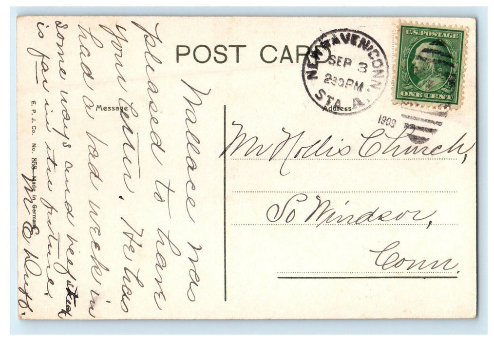 1909 Osborn Hall Yale University New Haven Connecticut CT Posted Postcard