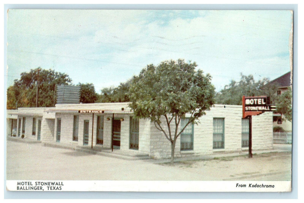 1955 Motel Stonewall US 83 and 67 Highways Ballinger Texas TX Postcard