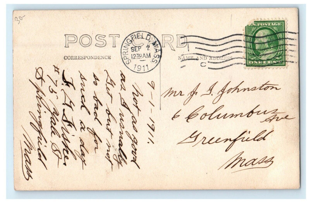 1911 Springfield Massachusetts MA, 75 Yale St. House Porch RPPC Photo Postcard