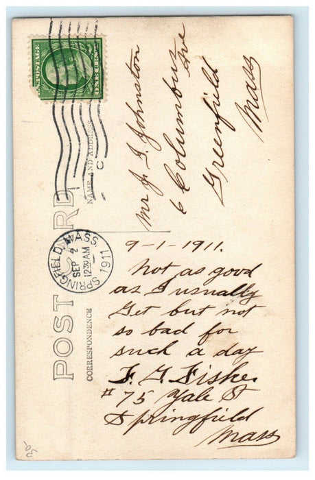 1911 Springfield Massachusetts MA, 75 Yale St. House Porch RPPC Photo Postcard