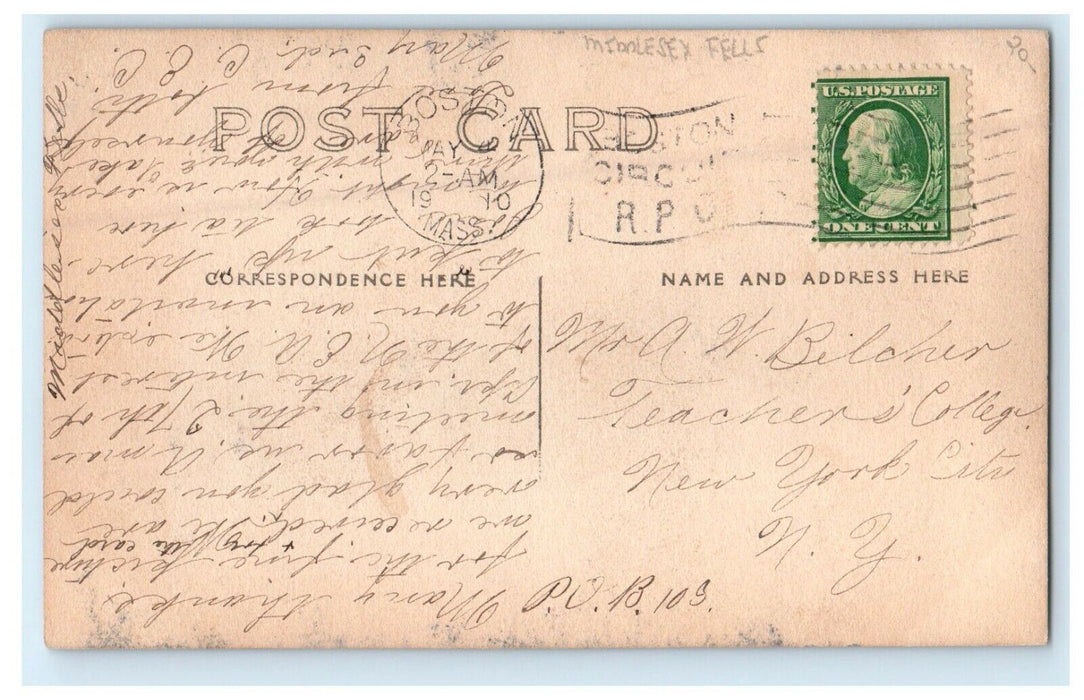 1910 Old Wooden Bridge Middlesex Fells Massachusetts MA RPPC Photo Postcard
