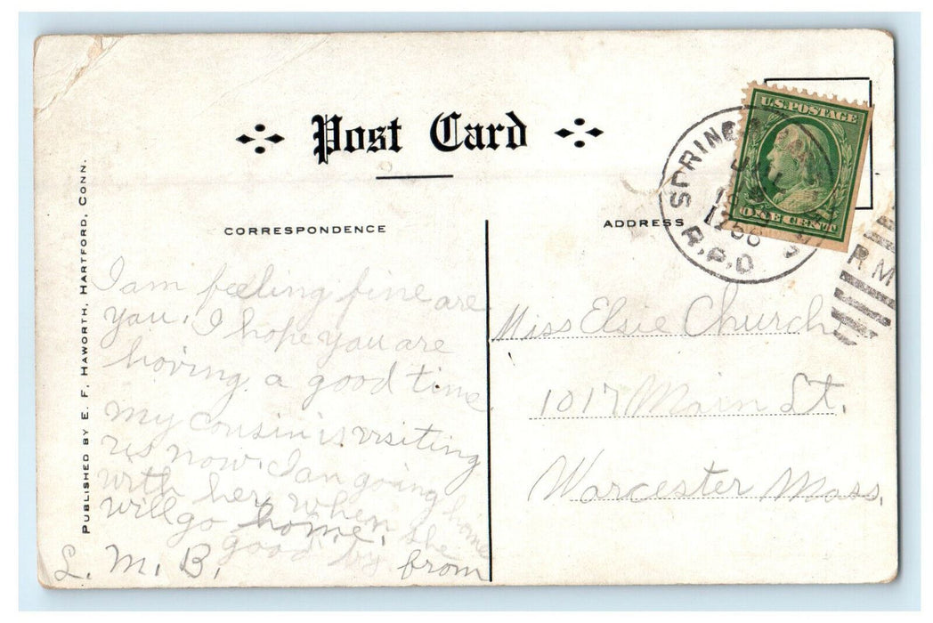 1909 Capitol By Night Hartford Advertising on front in Picture CT RPO Postcard
