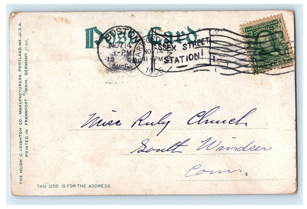 1906 St. Gaudens Lions Public Library Boston Massachusetts MA Cancel Postcard