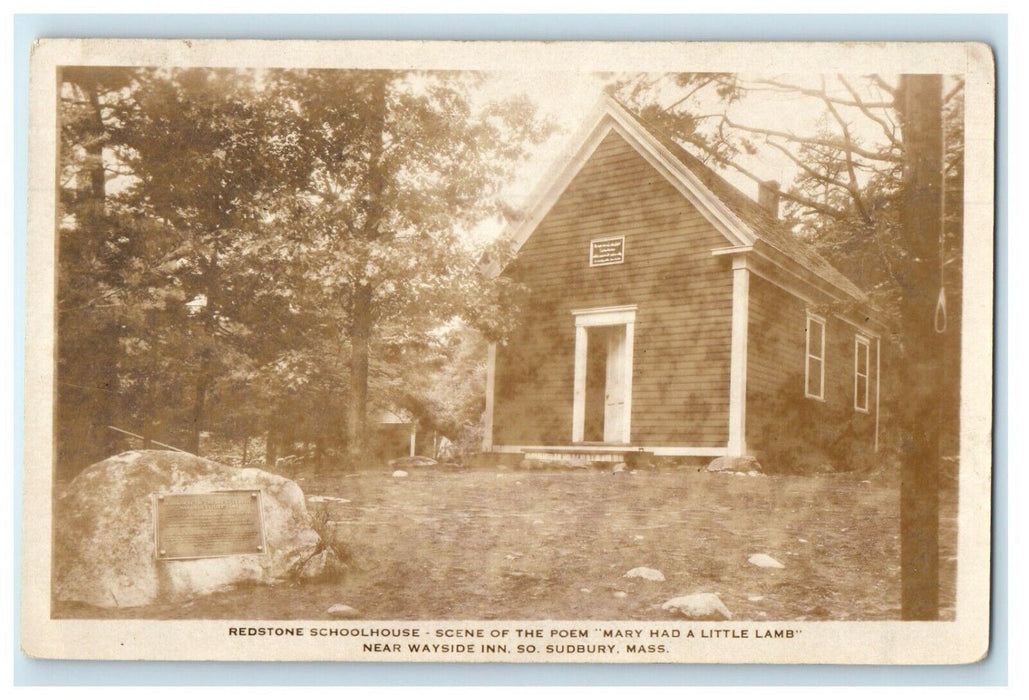 c1920's Redstone Schoolhouse Wayside Inn So. Sudbury MA RPPC Photo Postcard