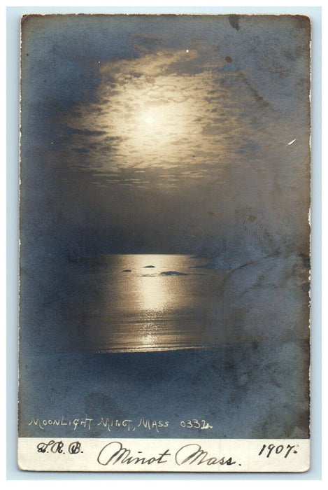 1907 View Of Moonlight At Minot Massachusetts MA RPPC Photo Antique Postcard