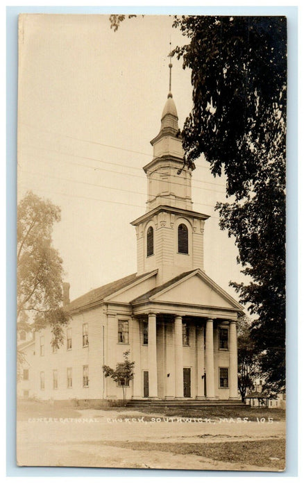 c1910's Congregational Church Southwick Massachusetts MA RPPC Photo Postcard