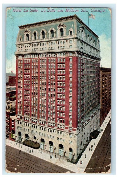 1910 Hotel La Salle, La Salle and Madison Streets, Chicago Illinois IL Postcard