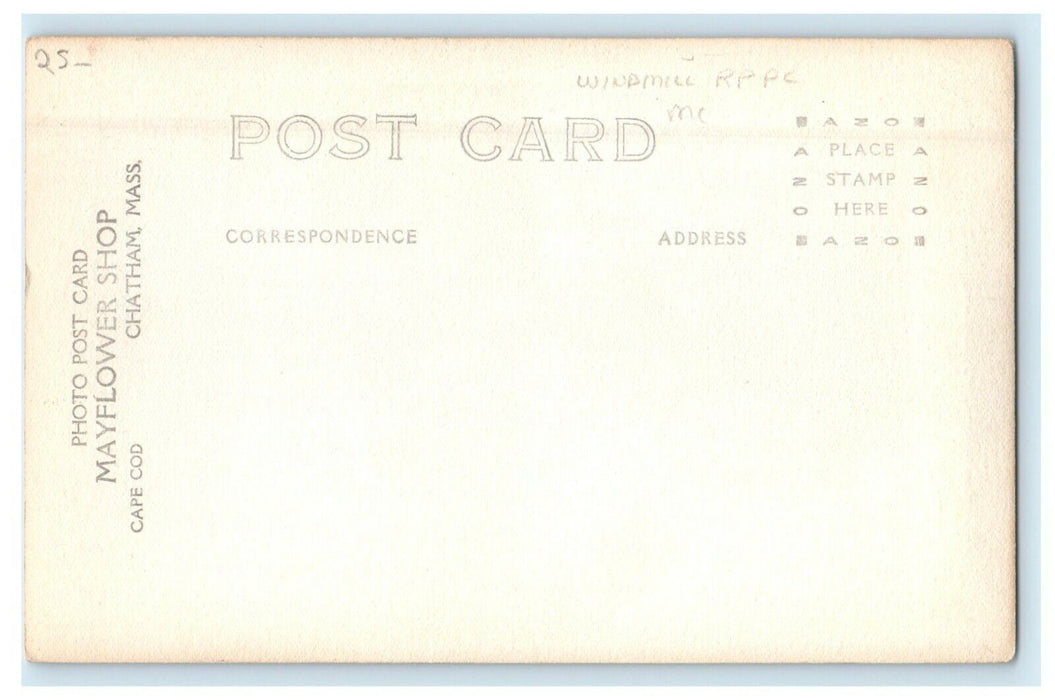 c1910's The Old Mill Chatham Massachusetts MA RPPC Photo Windmill Postcard