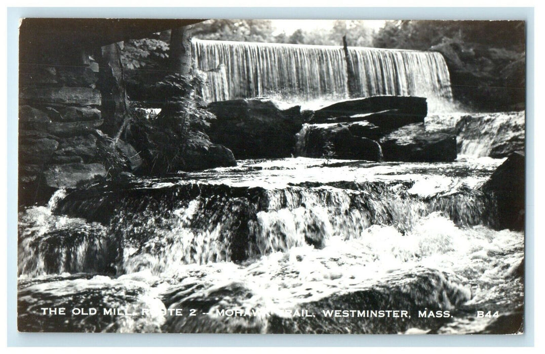 c1950's The Old Mill Waterfalls Mohawk Trail Westminster MA RPPC Photo Postcard