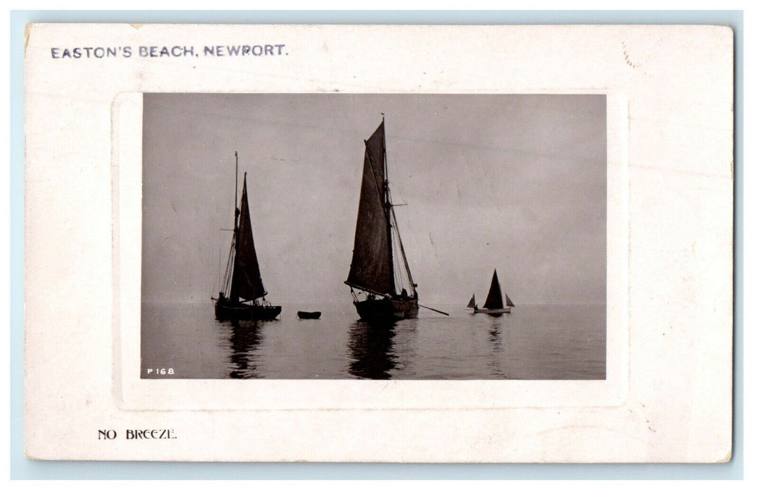 1907 Easton Beach View Sailboat Newport Massachusetts MA RPPC Photo Postcard