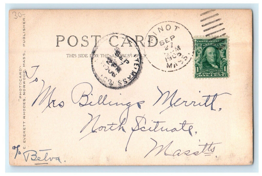 1905 View Of Moonlight Lake Minot Massachusetts MA RPPC Photo Antique Postcard