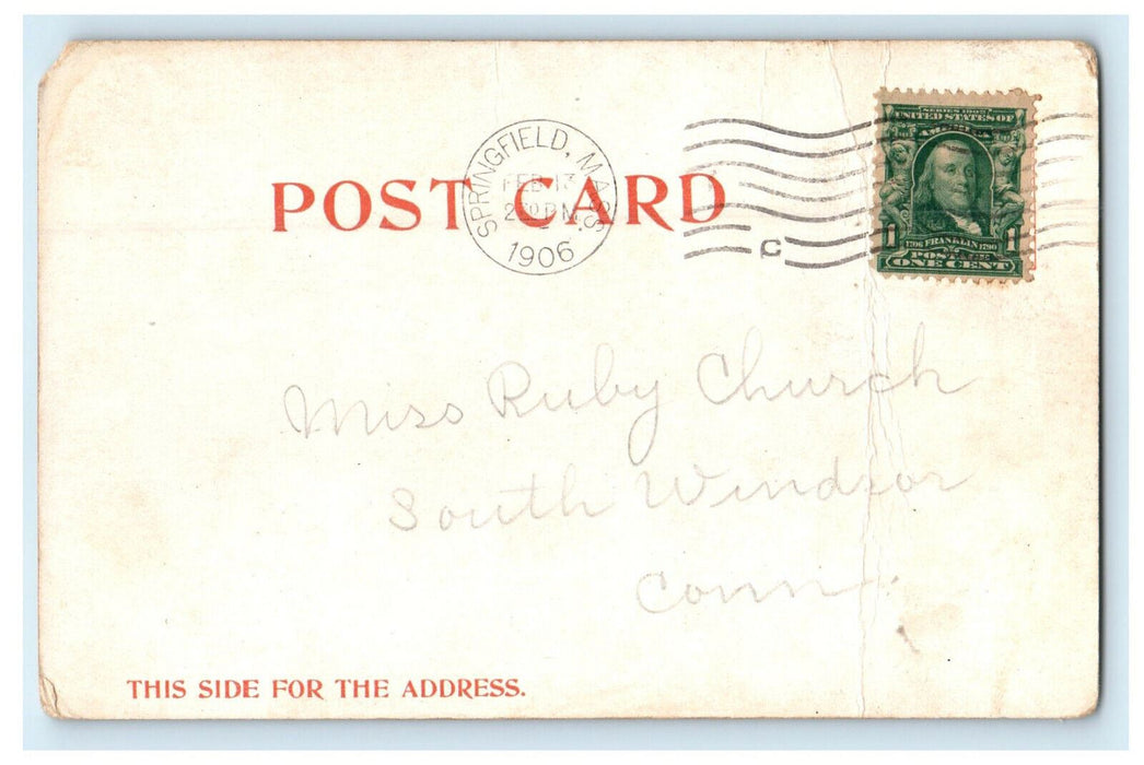 1906 View in the Grounds, US Armory, Springfield Massachusetts MA Postcard