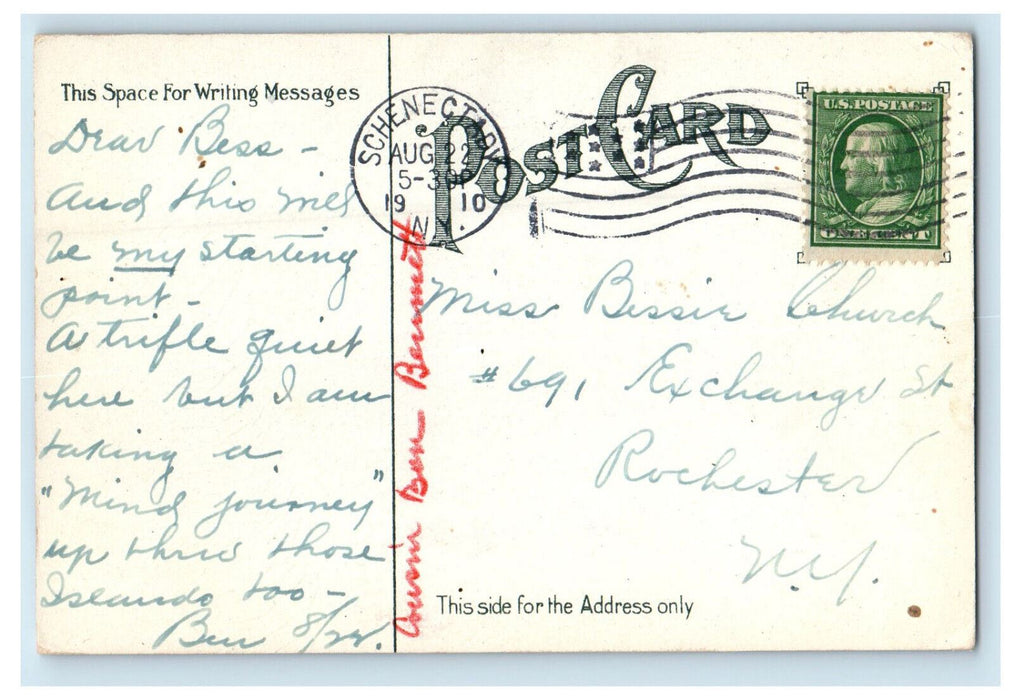 1910 Horse Carriage in New York C & H Railroad Schenectady NY Posted Postcard