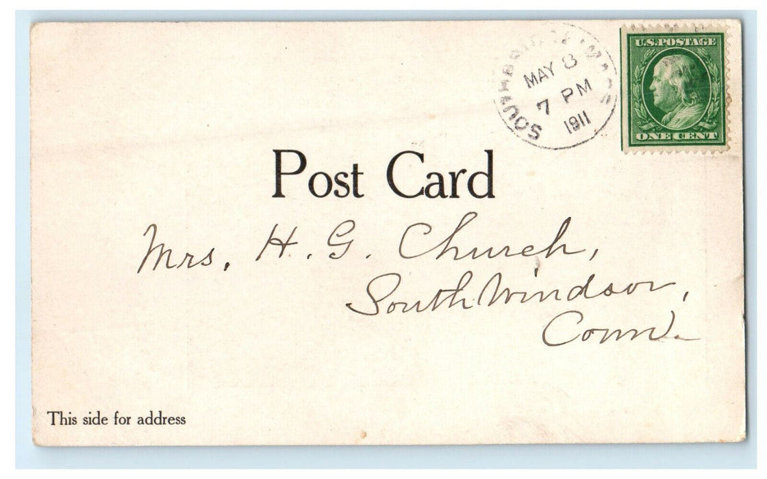 1911 Souvenir of Brimfield Massachusetts Mill Pond Antique Posted Postcard