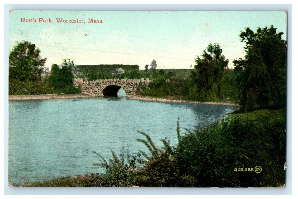 1909 North Park, Worcester Massachusetts MA Antique Posted Postcard