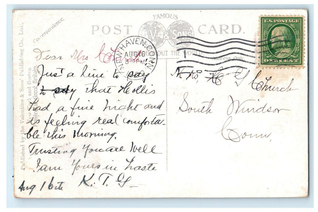 1909 North Park, Worcester Massachusetts MA Antique Posted Postcard