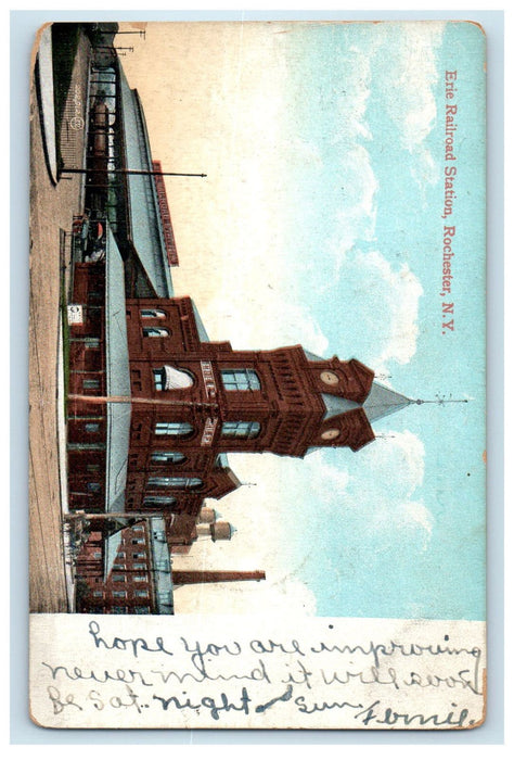 1907 Erie Railroad Station, Rochester New York NY Ponds NY Posted Postcard