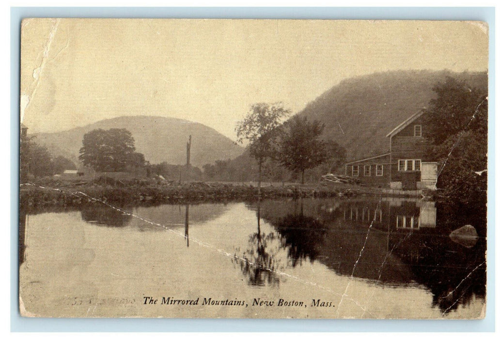 1911 The Mirrored Mountains New Boston Massachusetts MA Antique Posted Postcard