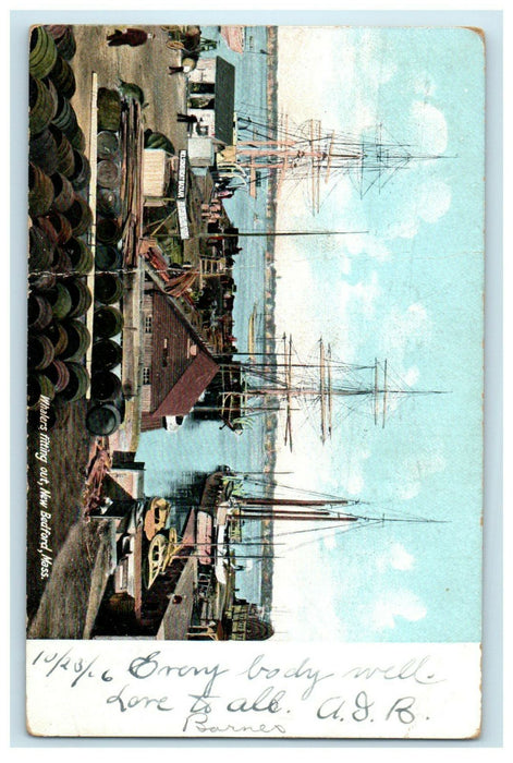 1906 Whalers Fitting Out, New Bedford Massachusetts MA Antique Posted Postcard